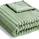 Soft Fleece Baby Blanket Ultra Cozy Green Baby Blankets for Boys Warm and Lightweight Infant Toddler Newborn Receiving Gift with Reversible Stripes for Crib Stroller, 30x40 Inch, Sage Green
