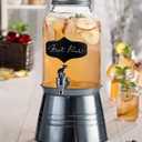 Style Setter Bristol Beverage Dispenser with Blackboard and Ice Bucket Stand Cold Drink Juice with 1 Gallon Capacity Glass Jug and Leak-Proof Acrylic Spigot Great for Parties, Weddings and More