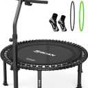 BCAN BT4 40" Soft Land Pro Adult Bungee Rebounder Trampoline, 500lb Capacity, Adjustable Tension Bungees, One-Piece Frame (16 Gauge), Quiet Indoor Cardio w/ Handle, Phone Holder & 2 Pairs Socks, Black