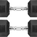 Hex Dumbbells Rubber Coated Cast Iron Hex Black Dumbbell Free Weights for Exercises 20 Pounds/Pair