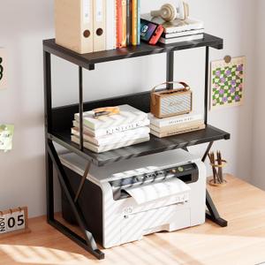Aboxoo Printer Stand for Desk, Desktop Printer Shelf Large 3-Tier Multi-Purpose Office Organization Shelves for Home Office, Black