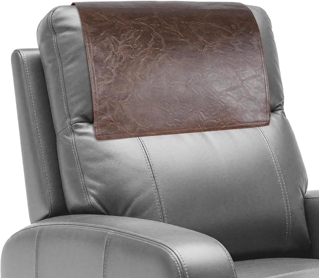 Recliner Headrest Protector,Non Slip Waterproof Headrest Cover,Leather Recliner Headrest Cover for Sofa,Furniture,Living Room,Office Chair (Chocolate Brown) (Hook & Loop)