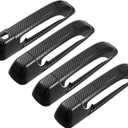X AUTOHAUX 8pcs ABS Exterior Side Door Handle Cover Trim for Ram 1500 2500 3500 2010-2018 Black Carbon Fiber Pattern Outer Door Handle Cover Decoration