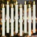 8pcs 0.78" x10" Plastic LED Ivory Flameless Window Candles with Sensors from Dusk to Dawn, Battery Operated Flickering Taper Warm Glow for Festival Decoration with Suction Cups