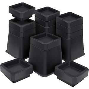 ANNKUT Bed Risers 6 inch Heavy Duty,Elevation in Heights 3456 InchAdjustable Furniture Risers for Chair Table and Desk Legs Lifting (4 Pack,Black)