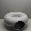 Large Cat Tunnel Bed for Indoor Cats with 3 Toys, Scratch Resistant Donut Cat Bed, Up to 30 Lbs (L 24x24x11, Light Grey)