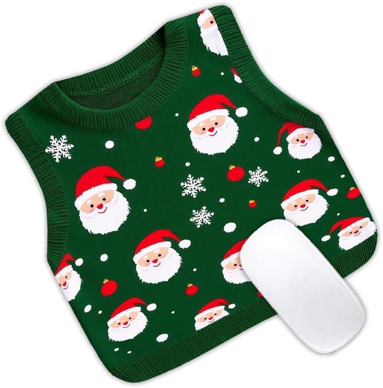 Santa Claus Sweater Mouse pad, Wireless Mouse Desktop Accessory, Non Slip Rubber Base Travel Mouse pad, Suitable for Desktop, Computer, Laptop, Office 11  11 inch. (Green Red)