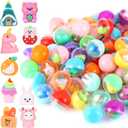 100 Pcs Gumball Machine Capsules Clear-Colored Mini Kawaii Round Capsule Toys Collection for Vending Machine Kindergarten Gift Easter Basket Stuffer Classroom Prize Party Favor 1.3 Inches