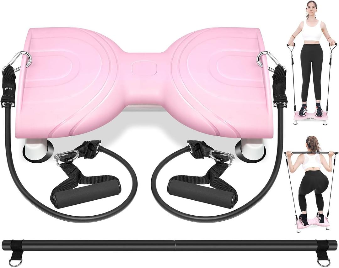 Waist Twist Machine Exercise,Ab Twist Board with Pilates Bar & Resistance Bands,Noiseless Ab Workout Machine For Women&Men Burn Fat,330 Lbs Capacity Fitness Exercise Equipment For Home.