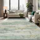 Rugflix 8x10 Area Rugs for Living Room, Washable Large Rug Stain-Resistant Low Pile, Modern Carpet for Dining Room Home Office Kid Room Nursery Bedroom, Light Green