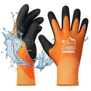 OriStout Winter Work Gloves for Men and Women, Touchscreen, Waterproof Gloves for Working in Freezer, Fishing and Gardening, Thermal Insulated, Super Grip, Orange, Large