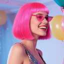 Short Hot Pink Bob Wig with Bangs 3Pcs Colorful Party Wigs Fun Funny Wigs for Women Neon Pink Bob Wig for Halloween Outfit Costume Party Pelucas De Mujer+Sunglasses+Hair Cap