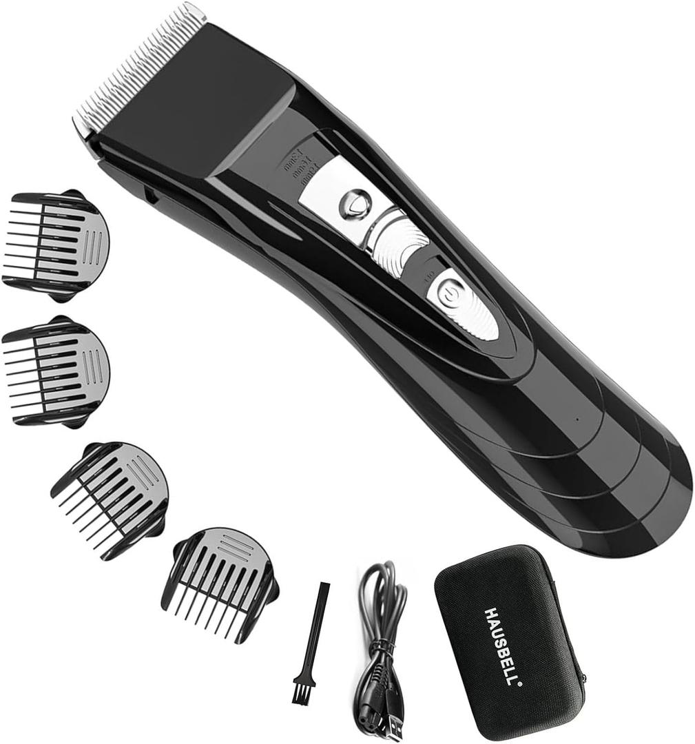 HAUSBELL Cordless Rechargeable Hair Clippers for Men, Women & Kids - Adjustable 4-Position Blade, Beard Trimmer, Professional Home Hair Cutting Kit with Travel Case, Barber Clippers