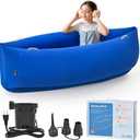 OUTREE Upgraded Sensory Chair for Kids  60" Sensory Pod Inflatable Peapod for Children, Includes Electric Air Pump,Sensory Toys Giftfor Kids with Autism,Blue