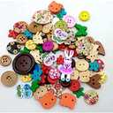 15 Pack Wooden Button 2 Holes Button for Sewing Crafts DIY Works Decoration (Mixed Color)