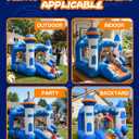 Bounce House, Kid Inflatable Bounce House with Slide, Space Rocket Themed Bouncy Castle for Kids 3-6, 370W for Indoor & Outdoor Play, Backyard Birthday Party with Basketball Hoop, Small-2026