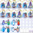 Shappy 12 Sets Christmas Nativity Snow Globe Craft Kits DIY Make Your Own Plastic Glitter Snow Globe Kit for Xmas Gifts Religious Sunday School Home Activities