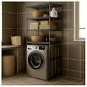 Washer, Dryer, and Refrigerator Top Shelf - Extra-Wide Design, Thickened Structure, Washing Machine Rack, Height-Adjustable, Laundry Room Shelves Organizer，Over Dryer Storage (Black)