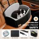 Dog Car Seat for Medium/Large Dogs, Memory Foam Dog Booster Seat with Thick Cushion up to 55 lbs or 2 Small Dogs, Travel Pet Car Seat with Detachable Washable Cover, 2 Safety Leashes (Black/Grey)