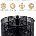 DysanVica 360 Rotating Metal Utensil Caddy - 4 Compartment Silverware Cutlery Holder Rotation Fork Spoon Napkin Organizer Flatware Storage Basket Party Countertop Buffet Picnic Camping Outdoor Black