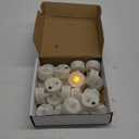 Homemory 24-Pack Flameless LED Tea Lights Candles Battery Operated, 200+Hour Fake Electric Candles TeaLights for Votive, Halloween, Ofrenda, Diya, Wedding Centerpiece Table Decor, Funeral, Christmas (Warm White Light, White Base)