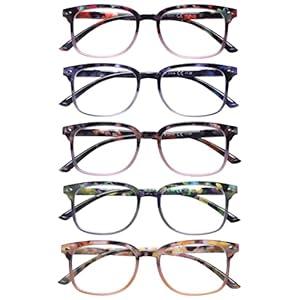 STASTEND 5 Pack Reading Glasses Blue Light Blocking for Women,Computer Readers with Spring Hinge (MulticolorC3, 3+multiplier_x)