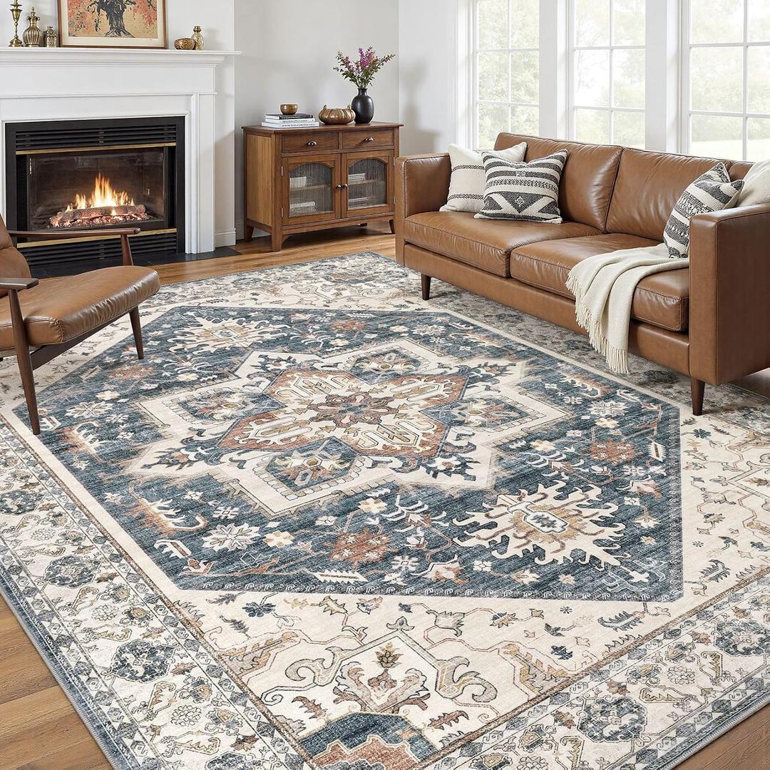 homewill 9x12 Rugs for Living Room Washable Area Rug Vintage Blue