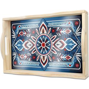 DOTSOPS DIY Diamond Painting Serving Tray with Handle for Adults 5D Diamond Art Kits for Beginners Full Drill Diamond Dots Gem Arts and Crafts Special Shape Living Room 10 x 14 Inches Mandala