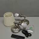 KDG Cordless Wall Sconces Set of 2, Small Wireless 5200mAh Rechargeable Battery Fabric LED Wall Lamps, Portables Lightings for Wall Painting, Living Room, Bedroom, Hallway, Gifts, Night Light (Nickel)