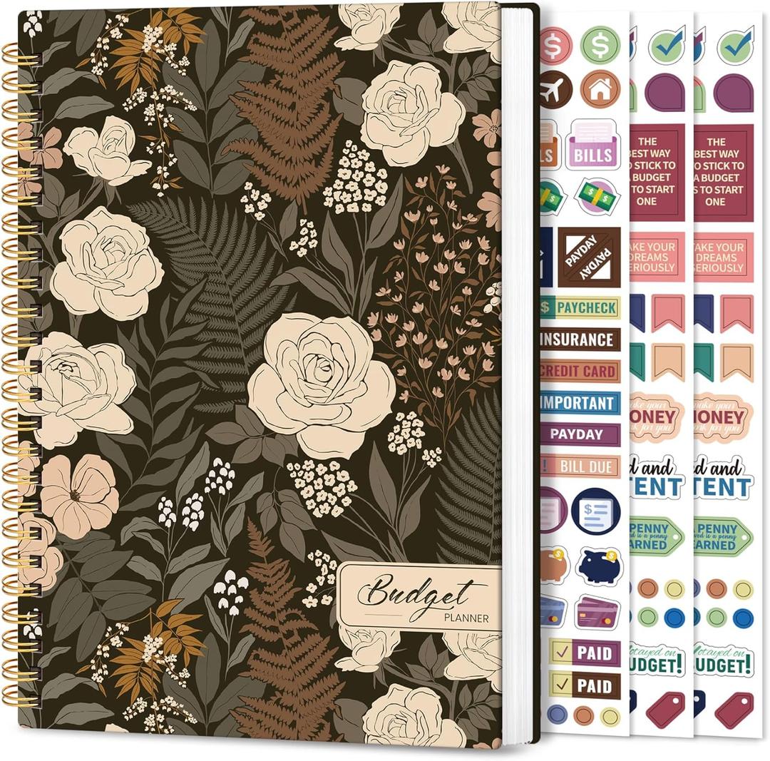 Aesthetic Budget Planner - Monthly Finance Planner with Expense Tracker, Undated Bill Organizer, Budget Notebook to Manage Your Finances, Account Budget Book - Wild Rose