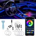 LivTee Smart LED Car Lights Interior with USB Port, LED Strip Fiber Optic Ambient Lighting Car, Wireless App Control, Sync to Music, Car Decorations Interior Accessories Gifts for Women Men, 6 in 1 (Fiber Optic Lights(6 in 1))