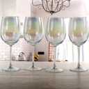 Circleware Radiance Wine Glasses, 4-Piece Glassware Set, Home Entertainment Party Dining Beverage Drinking Cups for Water, Liquor, Farmhouse Decor Gifts, 14.5 oz, White Pearl