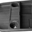 Compatible with 2026 Toyota Sienna Center Console Organizer with Cup Holder, Lower Storage Box Accessories (TPE Material with Original car Wood Grain (Compatible with 2021-2026 Toyota Sienna), Black)
