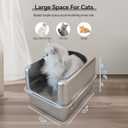 Stainless Steel Litter Box with Metal Lid and Scoop - Enclosed Metal Litter Box for Large Cats, Rust-Resistant, Odor-Control, Easy to Clean, Durable & Long-Lasting with Round Edge (L)