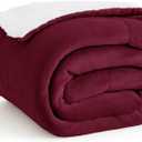 Bedsure GentleSoft Sherpa Fleece Twin Size Blanket for Couch, Non-Heated, Thick and Warm Throw for Girls and Women, Soft Fuzzy Plush Twin Blanket for Winter, Burgundy, 60x80 Inches