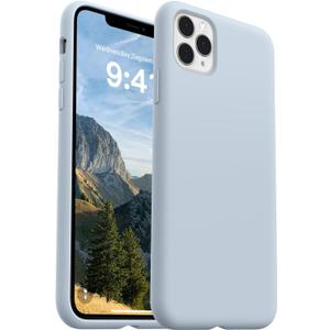 AOTESIER Compatible with iPhone 11 Pro Max Phone Case,Liquid Silicone Ultra Slim Shockproof Protection Phone Case with [Soft Anti-Scratch Microfiber Lining] 6.5 inchBaby Blue