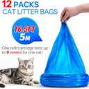 12 Cat Litter Refill Bags Compatible with Litter Genie XL+/XL/Plus/Standard/Style/Desgin Pail, Extra10% Length 27 Months Use Time, Super Odor Control, Plant Scented, Cartridge NOT Included