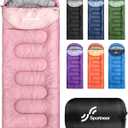 Sportneer Sleeping Bag for Adults & Kids, Cold Weather & Warm Waterproof Camping Sleeping Bag, Compact Portable for Camping Hiking & Travel (3.3lbs, 50-80, Pink + Light Pink)