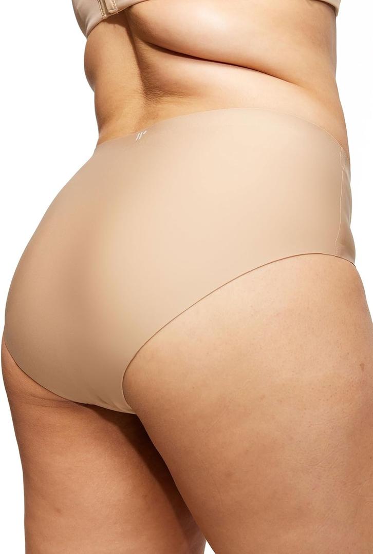 LEAKPROOF2.0 Seamless Mid Rise Brief Period Underwear for Women | Period Panties Holds 6 Tampons | Leak Proof Incontinence Underwear (S/M, Beige)