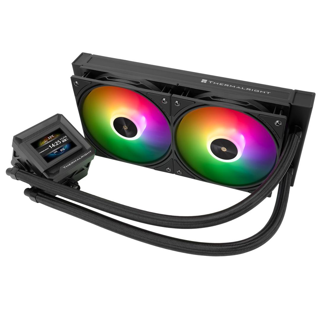 Thermalright FW 240 SE ARGB Black-AIO CPU Liquid Cooler,IPS LCD Screen with 320 * 240 Resolution,for AM4/AM5,Intel LGA1700/1851,2-inch Magnet-Absorbent LCD Screen for Images-Black,PC CPU Water Cooler