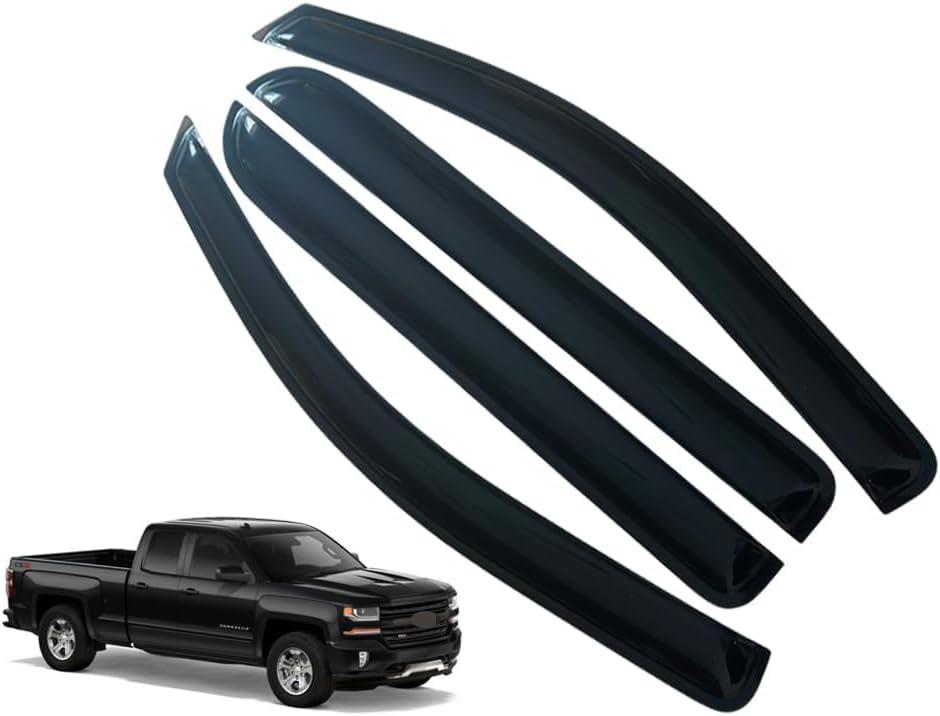 Window Visors Rain Guards for Chevy Silverado 1500/GMC Sierra 1500 Crew Cab 2014 2015 2016 2017 2018 Accessories, Wind Deflectors Vent Shades for Silverado/Sierra