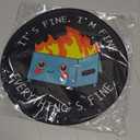 Dumpster on Fire Round Mouse Pad 8.6 x 8.6 Inch, Cute Funny Mousepad for Laptop Gaming, Stitched Edge Non-Slip Rubber Base, Home Office Decor Desk Accessories, It's Fine I`m Fine Everything is Fine