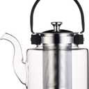 Purefold Glass Teapot 40 Oz, Stovetop Safe Tea Kettle with Removable Infuser, Blooming & Loose Leaf Tea Maker (1200 ML)