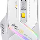 INPHIC PG1 Wired Computer Mouse Ergonomic, 12800 DPI High-Precision, 6 Programmable Buttons, RGB Backlit for Gaming - White Gray