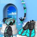 Ubekezele Snorkeling Gear for Adults Men Women,4 in 1 Snorkel Set with Panoramic View Diving Mask Anti-Fog Anti-Leak,Dry Top Snorkel,Fins and Travel Bag for Swimming,Snorkeling and Travel Diving