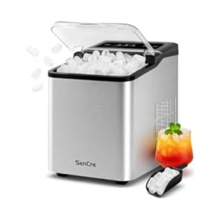 Ice Makers Countertop, 26.5Lbs/24H Ice Machine with 2 Sizes Bullet Ice, 9 Ice Cubes Release in 6 Mins, Self-Cleaning Portable Ice Maker with Ice Scoop and Basket for Home Kitchen Office Bar RV