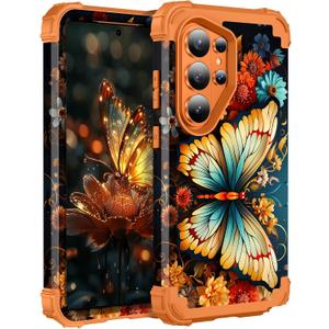 Hocase for Samsung Galaxy S26 Ultra Case, Butterfly in Orange