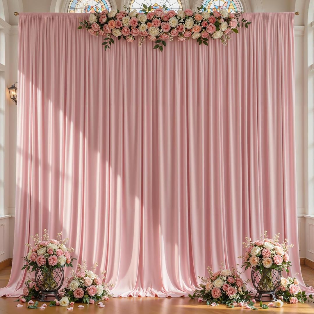 2 Panles Dusty Rose Backdrop Curtains - Wrinkle Free Fabric Backdrop Curtain for Photoshoot,10ft Wedding Party Photo Backdrop Drapes for Birthday Baby Shower Photography Stage Background Decorations