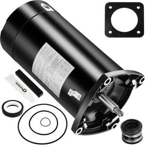 USQ1102 Pool Pump Motor 1HP, 48Y Frame Square Flange, 115/230V, 3450 RPM, 7.6/15.3A, Capacitor Start Single Speed, 1045 Steel Shaft, Fit for AO Smith/Hayward/Sta-Rite/Pentair Pool Pumps ASQ125