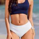 Ekouaer Bikini Bottoms for Women Mid Waist Swim Bottom Full Coverage Swim Bathing Suit Bottom Adjustable Side Tie Swim Shorts (White, S)